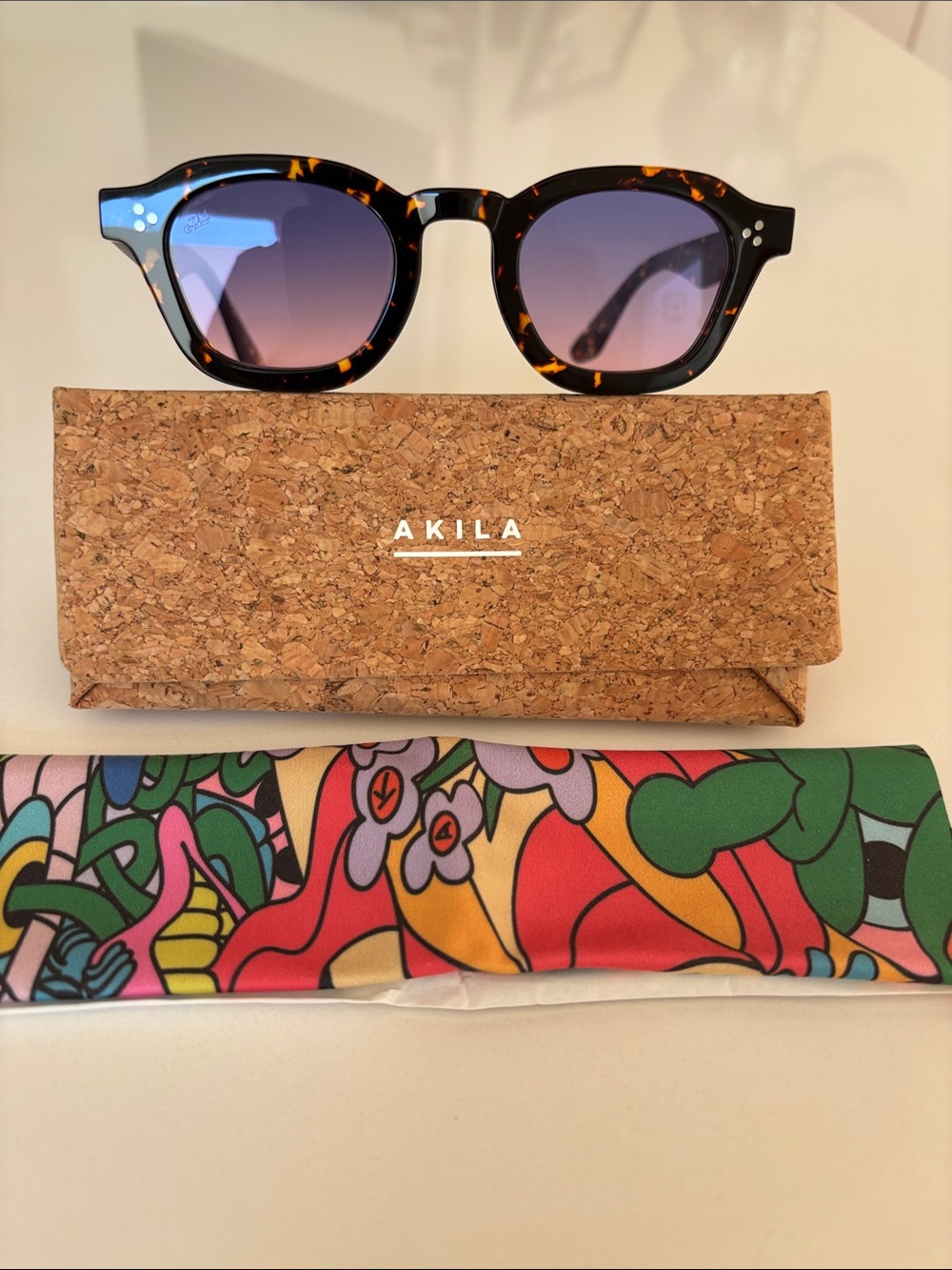 AKILA Kids Tortoise Sunglasses with Purple Lenses - Picture 2 of 3